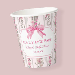 Vasos De Papel Pink Bow Love Shack Baby Shower Favoritos