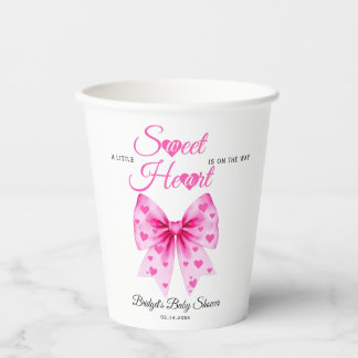 Vasos De Papel Pink Bow Sweetheart girl Valentine's Baby shower