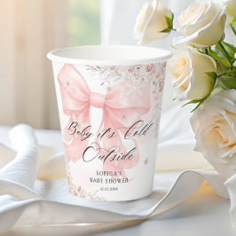 Vasos De Papel Pink Bow Winter Baby Shower