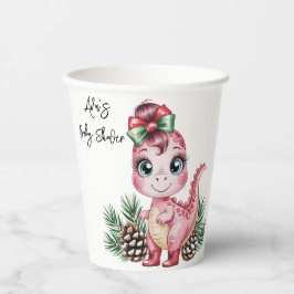 Vasos De Papel Pink Christmas Dino Girl Baby Shower