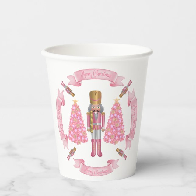 Vasos De Papel Pink Christmas Nutcracker Paper Cup (Anverso)