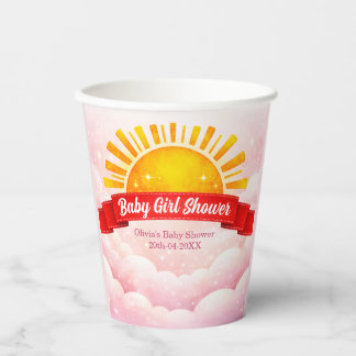Vasos De Papel Pink Cloud & Golden Sun Baby Girl Shower 