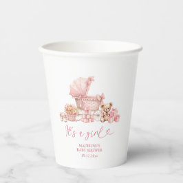 Vasos De Papel Pink Coquette Baby Carriage Baby Shower Paper Cups