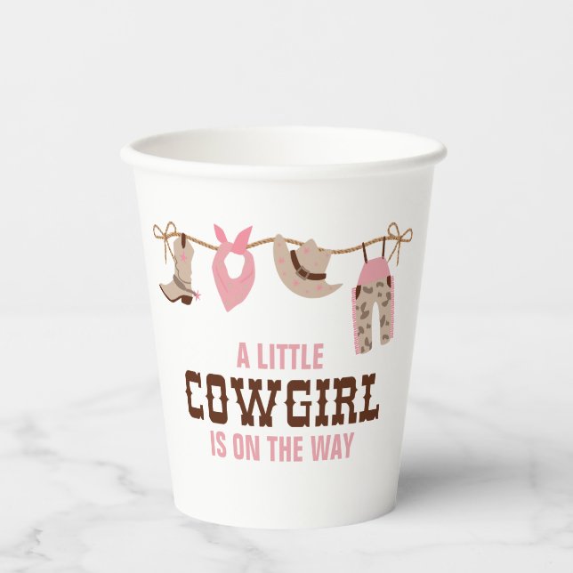Vasos De Papel Pink Cowgirl Western Baby Shower (Anverso)