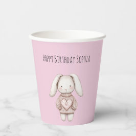 Vasos De Papel Pink Cute Bunny Pink Sweater Heart Birthday