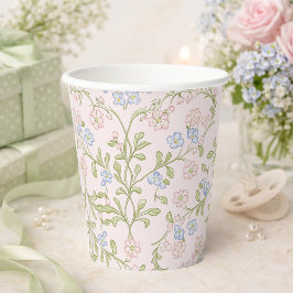 Vasos De Papel Pink Delicate Vintage Floral Bunny Baby Shower