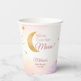 Vasos De Papel Pink Dreamy We're Over the Moon Chica Baby Shower