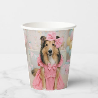Vasos De Papel Pink dress sheltie