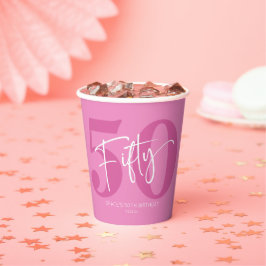 Vasos De Papel Pink Fifty 500th Birthday Party