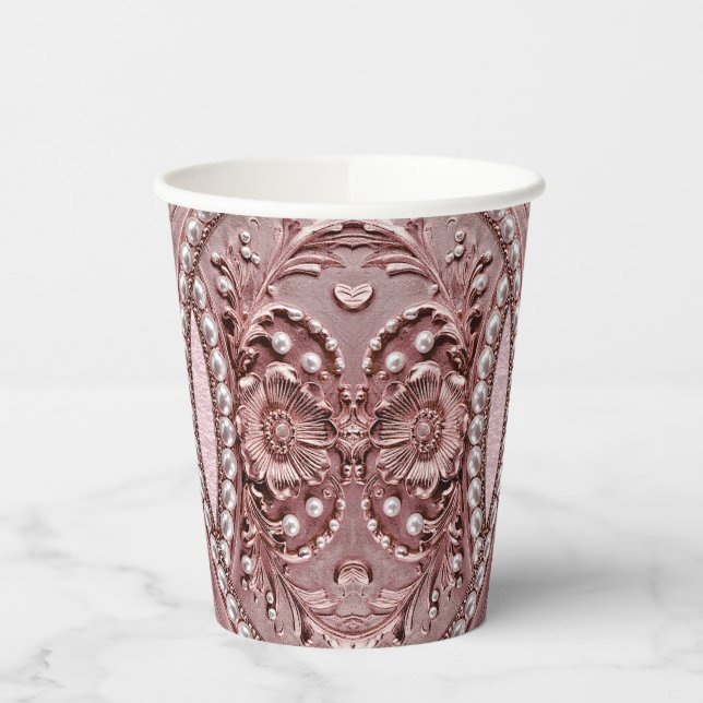 Vasos De Papel Pink Flower Paper Cups (Izquierda)