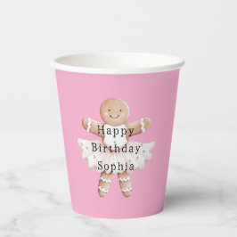 Vasos De Papel Pink Gingerbread Chica Ballerina Ballet Cumpleaños