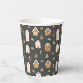 Vasos De Papel Pink Gingerbread House Pattern Baby Shower