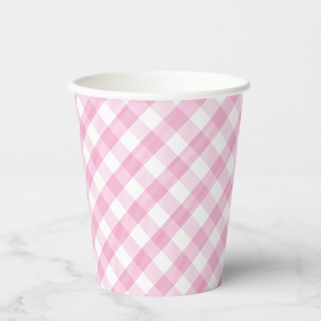 Vasos De Papel Pink Gingham (Anverso)