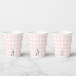 Vasos De Papel Pink Gingham Bunny Conejo taza de papel