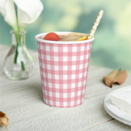 Vasos De Papel Pink Gingham Farm Birthday