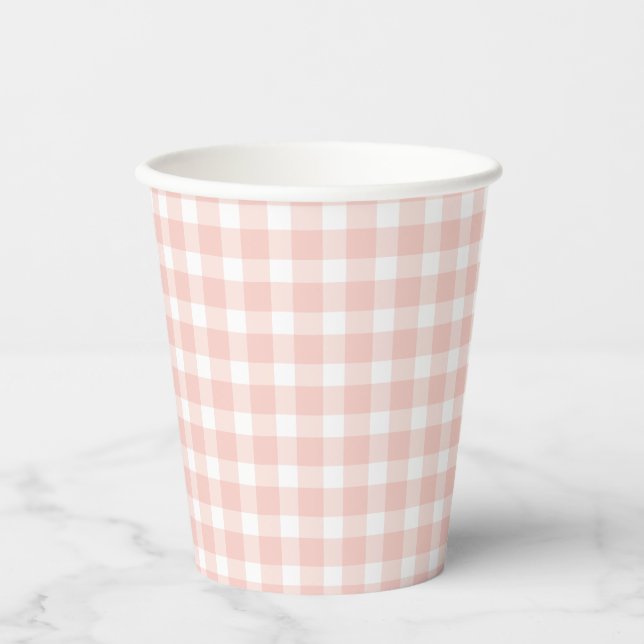 Vasos De Papel Pink Gingham Paper Cups (Anverso)