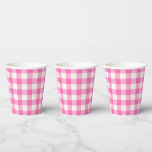 Vasos De Papel Pink Gingham Plaid Cottagecore