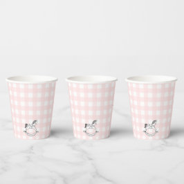 Vasos De Papel Pink Gingham Rocke Horse Paper cup