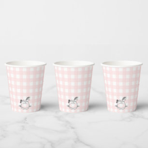 Vasos De Papel Pink Gingham Rocke Horse Paper cup