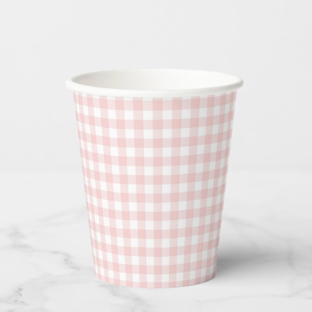 Vasos De Papel Pink Gingham Spring Birthday Party (Anverso)
