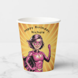 Vasos De Papel Pink Girl Superhero Birthday Party
