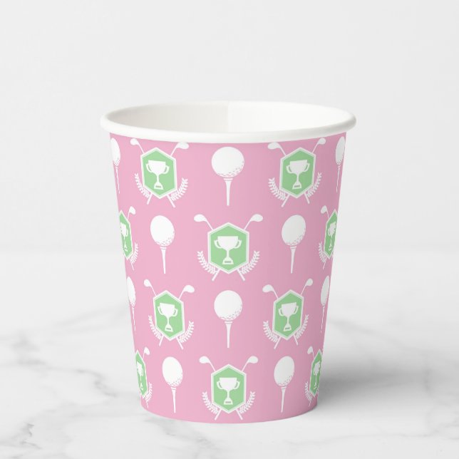 Vasos De Papel Pink & Green - Golf League Party Cup (Izquierda)