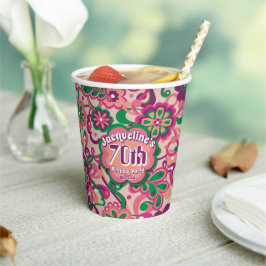 Vasos De Papel Pink Groovy Psychedelic años 60 s cumpleaños flora