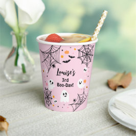 Vasos De Papel Pink Halloween Spooky Ghost
