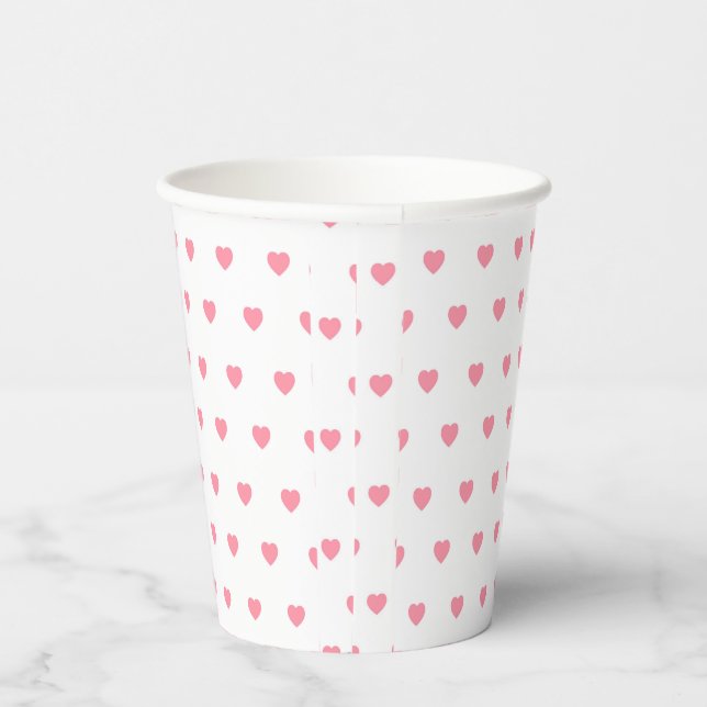 Vasos De Papel Pink Hearts Pattern Paper Cup (Derecha)