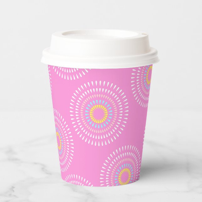 Vasos De Papel Pink japonés de fuegos artificiales (Anverso)