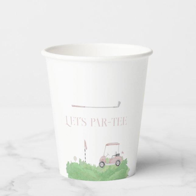 Vasos De Papel Pink Let's par tee Golf Birthday (Anverso)