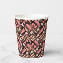 Vasos De Papel Pink Makeup Cosmetics Pattern Glitter 