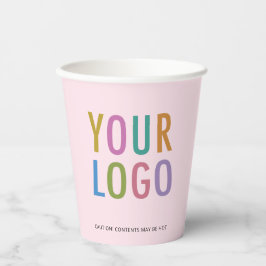 Vasos De Papel Pink Paper Cups Custom Business Logo Branded 8 oz