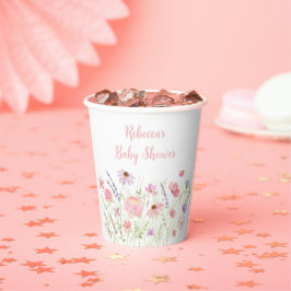 Vasos De Papel Pink Pastel Wildflower Baby Shower