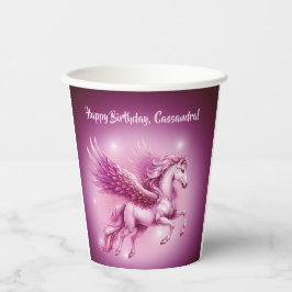 Vasos De Papel Pink Pegasus "Feliz cumpleaños"