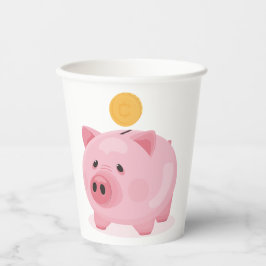 Vasos De Papel Pink Piggy Bank