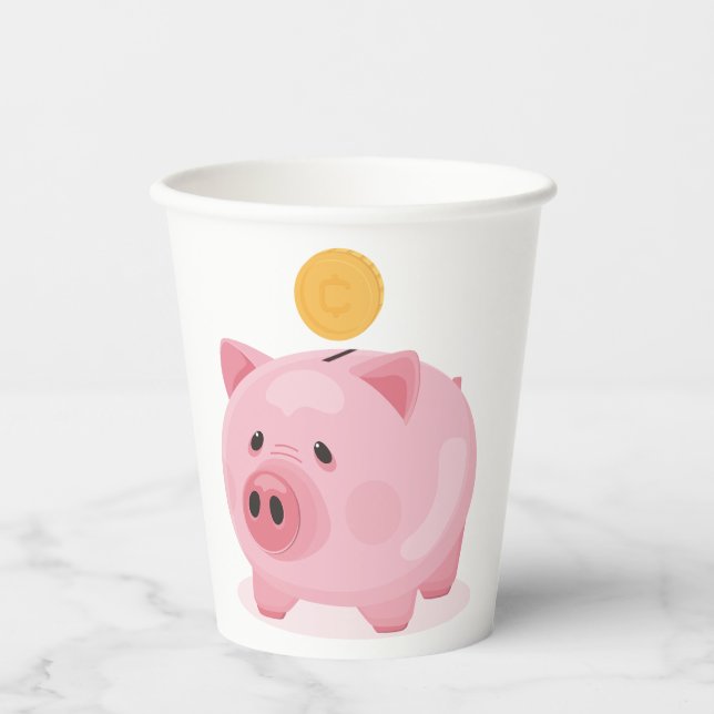 Vasos De Papel Pink Piggy Bank (Anverso)