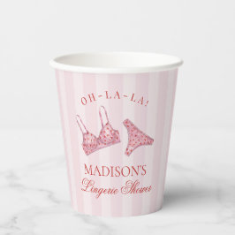 Vasos De Papel Pink & Red Heart Lingerie Shower Panty Party