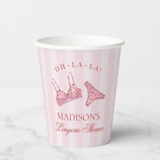 Vasos De Papel Pink & Red Heart Lingerie Shower Panty Party (Anverso)