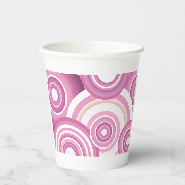 Vasos De Papel Pink Retro Circles Pattern (Anverso)