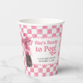 Vasos De Papel Pink She's Ready to Pop Baby Shower
