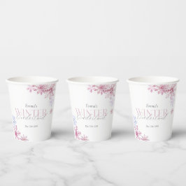 Vasos De Papel Pink Snowflake Winter Wonderland First Birthday
