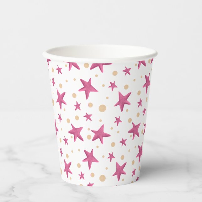 Vasos De Papel Pink Stars Girly Birday Party (Anverso)