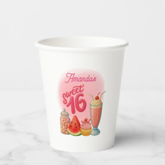 Vasos De Papel Pink Sweet Sixteen Paper Cups