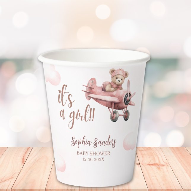 Vasos De Papel Pink Teddy Baby Shower for a Girl (Subido por el creador)