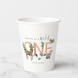 Vasos De Papel Pink Wild One Cute Woodland Animals 1er cumpleaños