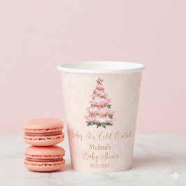 Vasos De Papel Pink Winter Baby Its Cold Outside Baby Shower