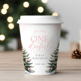 Vasos De Papel Pink Winter Onederland 1st Birthday