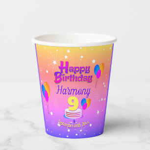 Vasos De Papel PINK y ORO Feliz Cumpleaños