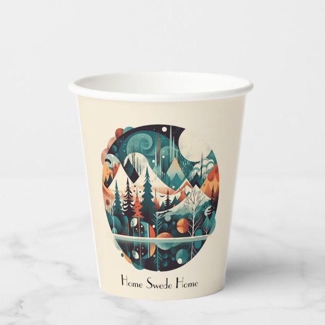 Vasos De Papel Pinos y picos nórdicos, personalizado (Anverso)